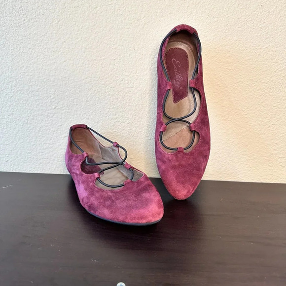 EARTHIES EARTH BRAND Purple Lace Up Suede Ballet Flats - 8 - Picture 2 of 12